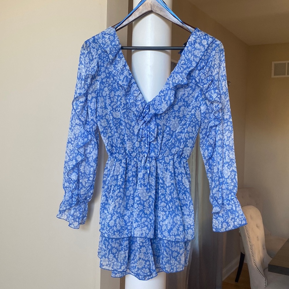 Zara blue floral romper